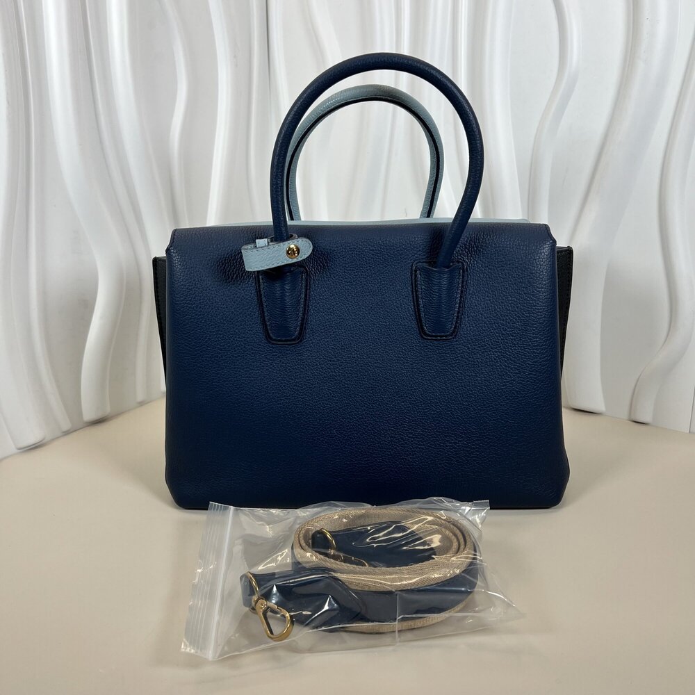 MCM Milla Medium Top Handle Tote Light Sky Blue/Mint and Black Accent image 3